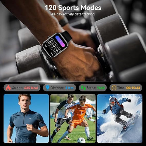 Smart Watch for Men Women, 1.83" HD Touchscreen Fitness Tracker, Smartwatch with Bluetooth Calling, 130+ Sports Modes, Heart Rate Sleep Step Monitor, IP68 Waterproof, Compatible with iOS & Android