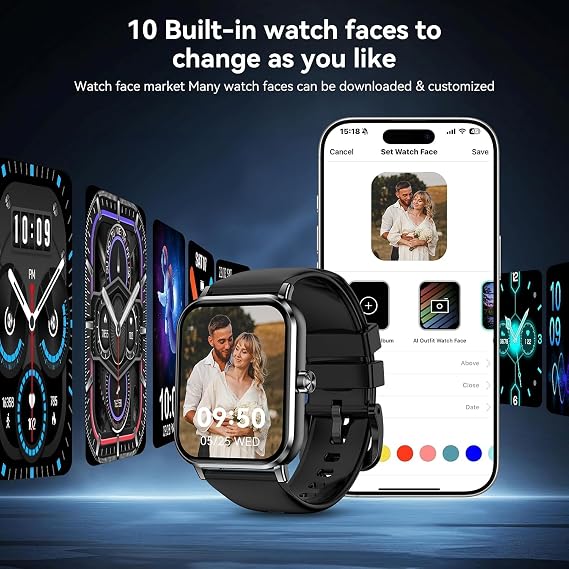 Smart Watch for Men Women, 1.83" HD Touchscreen Fitness Tracker, Smartwatch with Bluetooth Calling, 130+ Sports Modes, Heart Rate Sleep Step Monitor, IP68 Waterproof, Compatible with iOS & Android