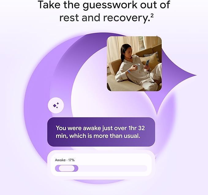 Fitbit Google Air - Screenless Activity Tracker - Lavender | Fitness, heart rate, & sleep tracking, personalized AI-powered coaching, up to 7 days’...