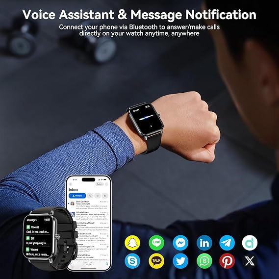 Smart Watch for Men Women, 1.83" HD Touchscreen Fitness Tracker, Smartwatch with Bluetooth Calling, 130+ Sports Modes, Heart Rate Sleep Step Monitor, IP68 Waterproof, Compatible with iOS & Android