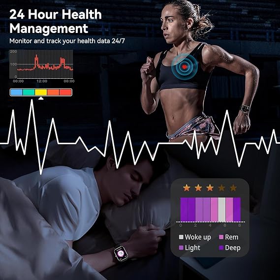 Smart Watch for Men Women, 1.83" HD Touchscreen Fitness Tracker, Smartwatch with Bluetooth Calling, 130+ Sports Modes, Heart Rate Sleep Step Monitor, IP68 Waterproof, Compatible with iOS & Android